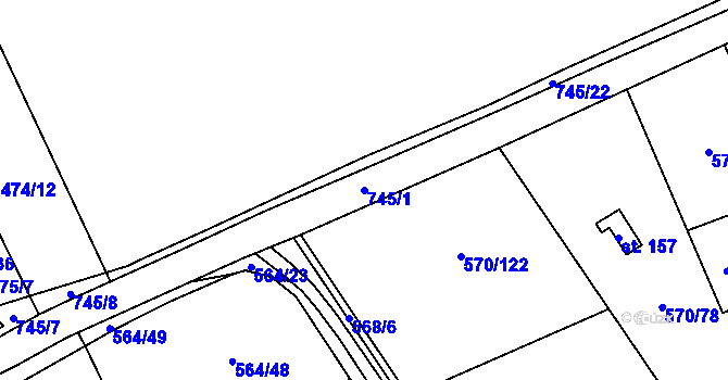 Parcela st. 745/1 v KÚ Pulice, Katastrální mapa