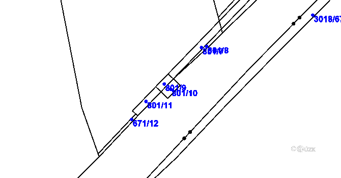 Parcela st. 801/10 v KÚ Pulice, Katastrální mapa