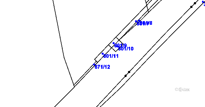 Parcela st. 801/11 v KÚ Pulice, Katastrální mapa
