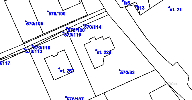 Parcela st. 223 v KÚ Pulice, Katastrální mapa