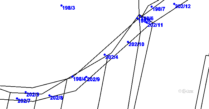 Parcela st. 202/4 v KÚ Pulice, Katastrální mapa