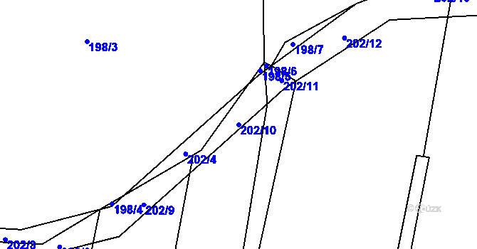 Parcela st. 202/10 v KÚ Pulice, Katastrální mapa