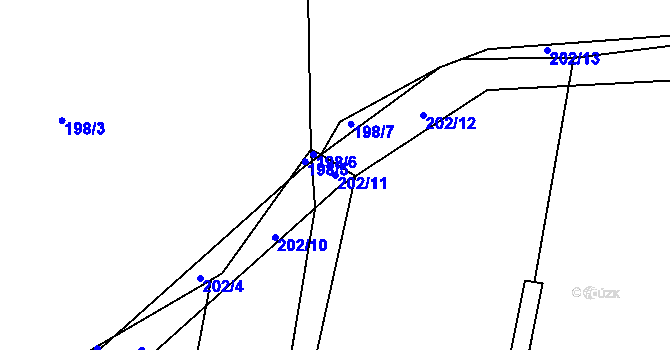 Parcela st. 202/11 v KÚ Pulice, Katastrální mapa