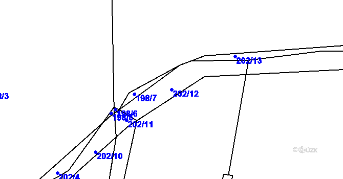 Parcela st. 202/12 v KÚ Pulice, Katastrální mapa