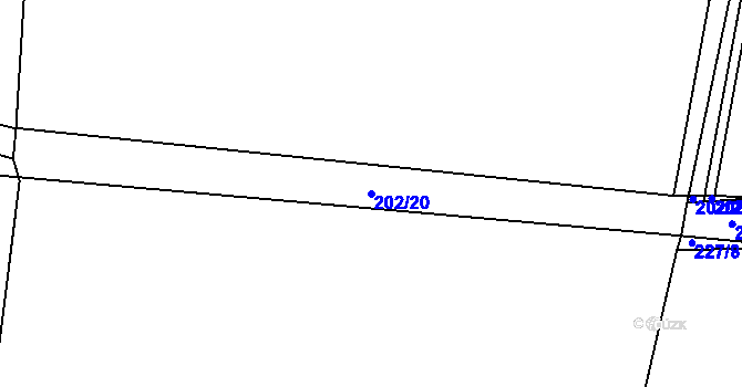 Parcela st. 202/20 v KÚ Pulice, Katastrální mapa