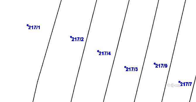 Parcela st. 217/4 v KÚ Pulice, Katastrální mapa