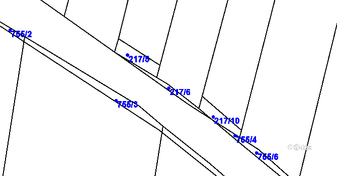 Parcela st. 217/6 v KÚ Pulice, Katastrální mapa