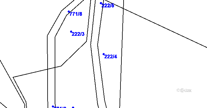 Parcela st. 222/4 v KÚ Pulice, Katastrální mapa