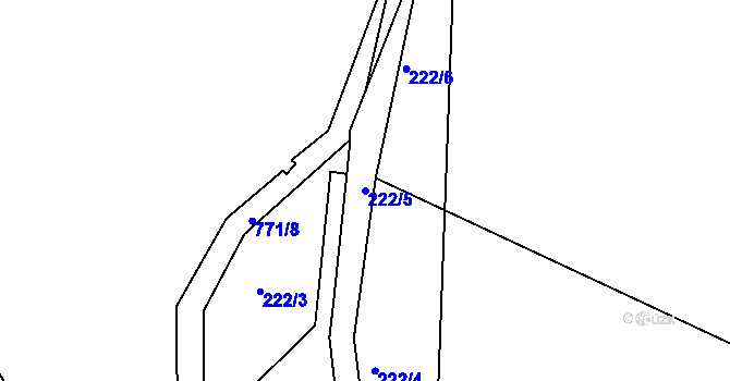 Parcela st. 222/5 v KÚ Pulice, Katastrální mapa