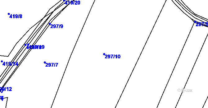 Parcela st. 297/10 v KÚ Pulice, Katastrální mapa