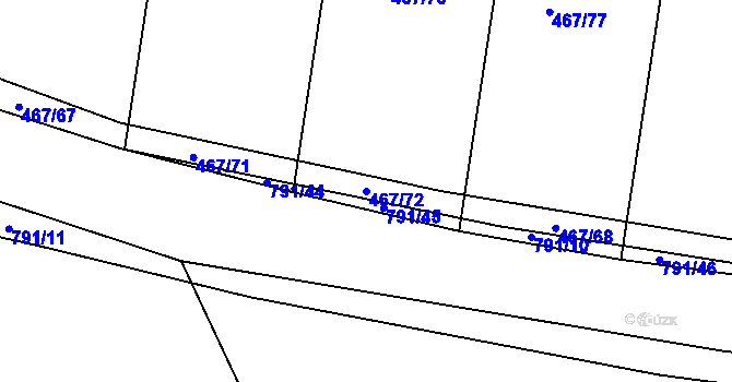 Parcela st. 467/72 v KÚ Pulice, Katastrální mapa