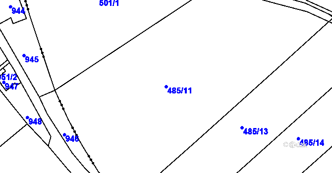Parcela st. 485/11 v KÚ Pulice, Katastrální mapa