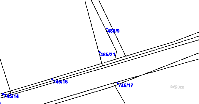Parcela st. 485/21 v KÚ Pulice, Katastrální mapa