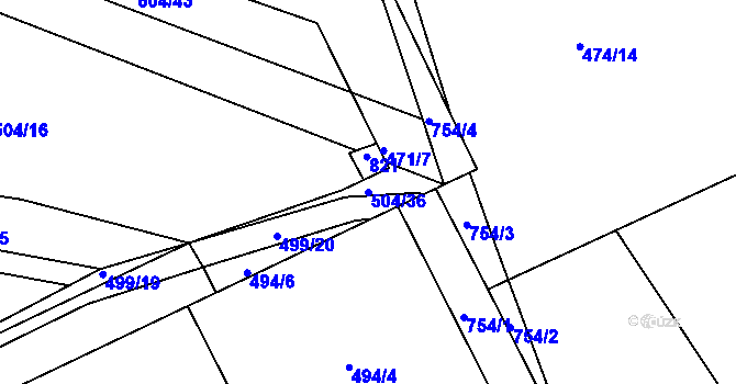 Parcela st. 504/36 v KÚ Pulice, Katastrální mapa