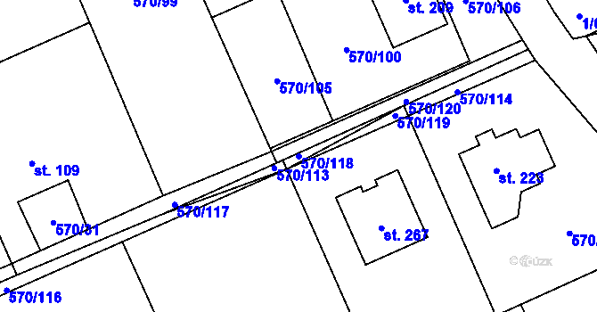 Parcela st. 570/118 v KÚ Pulice, Katastrální mapa