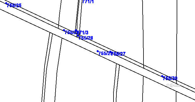 Parcela st. 755/29 v KÚ Pulice, Katastrální mapa