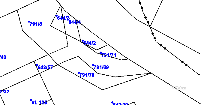 Parcela st. 791/71 v KÚ Pulice, Katastrální mapa