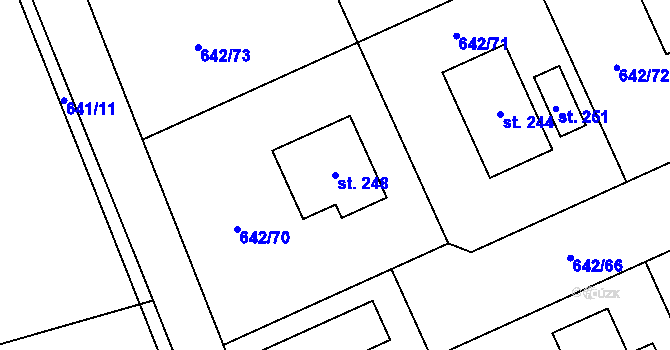 Parcela st. 248 v KÚ Pulice, Katastrální mapa