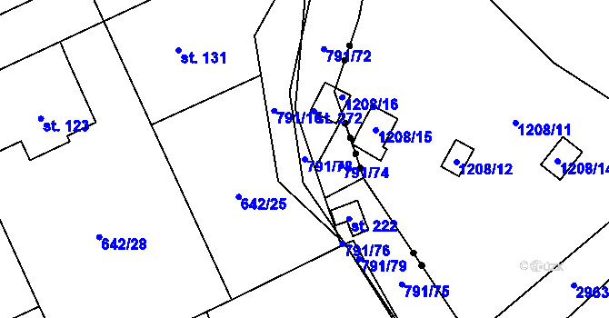 Parcela st. 791/78 v KÚ Pulice, Katastrální mapa