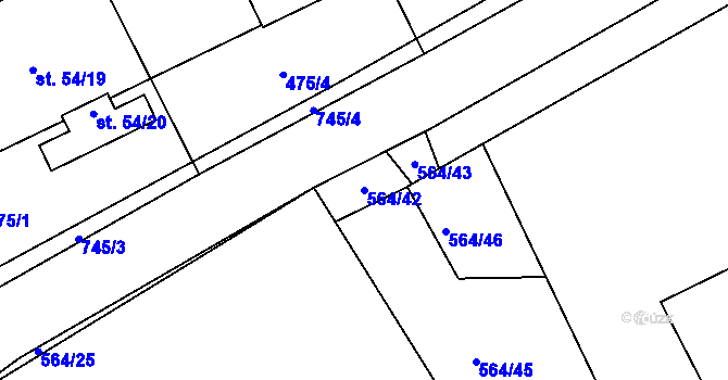 Parcela st. 564/42 v KÚ Pulice, Katastrální mapa