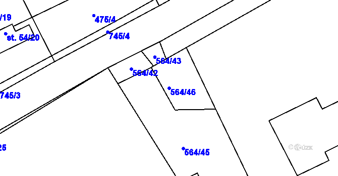 Parcela st. 564/46 v KÚ Pulice, Katastrální mapa