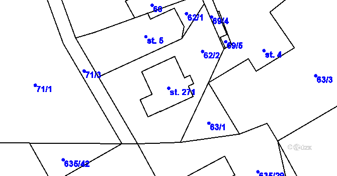 Parcela st. 271 v KÚ Pulice, Katastrální mapa