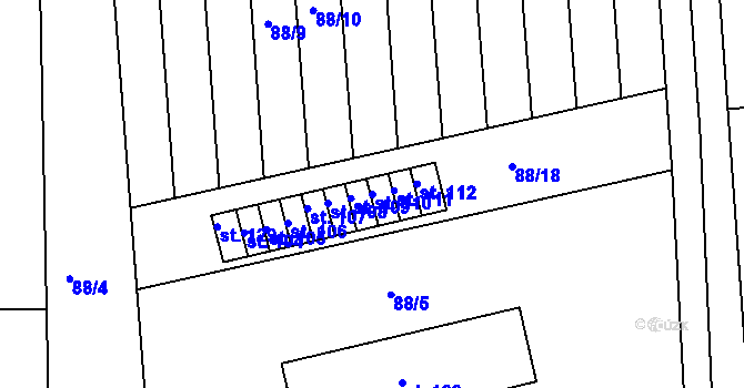 Parcela st. 110 v KÚ Křovice, Katastrální mapa