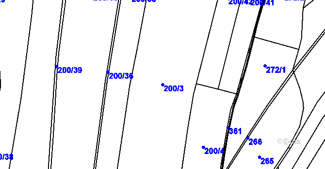 Parcela st. 200/3 v KÚ Křovice, Katastrální mapa