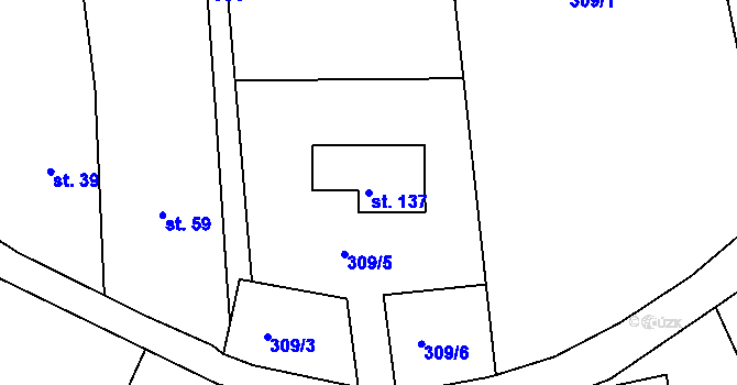 Parcela st. 137 v KÚ Křovice, Katastrální mapa