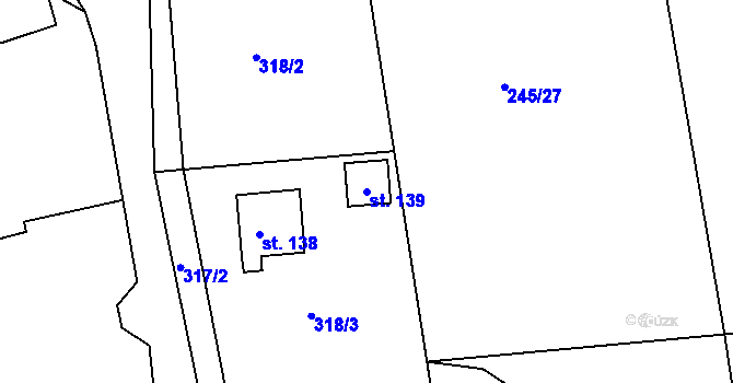 Parcela st. 139 v KÚ Křovice, Katastrální mapa