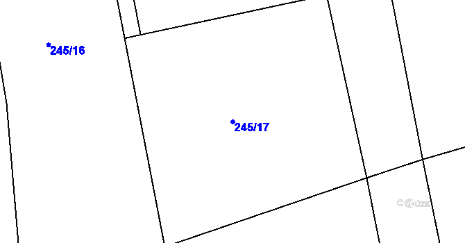 Parcela st. 245/17 v KÚ Křovice, Katastrální mapa