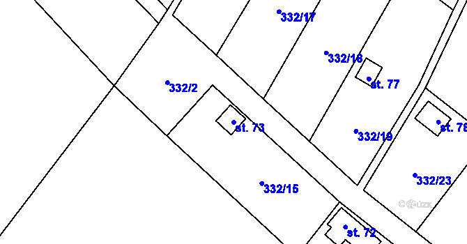 Parcela st. 73 v KÚ Mělčany u Dobrušky, Katastrální mapa