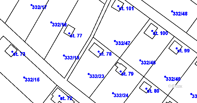 Parcela st. 78 v KÚ Mělčany u Dobrušky, Katastrální mapa