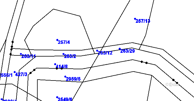 Parcela st. 263/12 v KÚ Mělčany u Dobrušky, Katastrální mapa