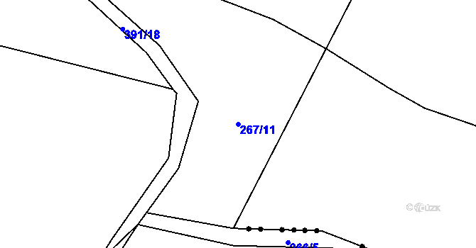 Parcela st. 267/11 v KÚ Mělčany u Dobrušky, Katastrální mapa