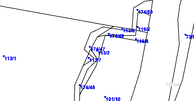 Parcela st. 113/2 v KÚ Běstviny, Katastrální mapa