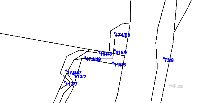 Parcela st. 113/8 v KÚ Běstviny, Katastrální mapa