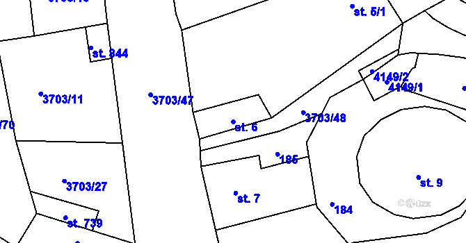 Parcela st. 6 v KÚ Dobřany, Katastrální mapa