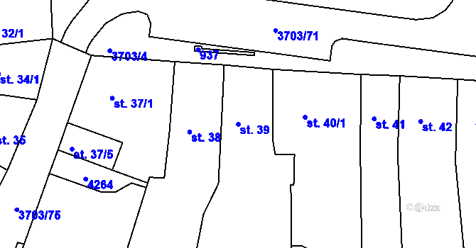 Parcela st. 39 v KÚ Dobřany, Katastrální mapa