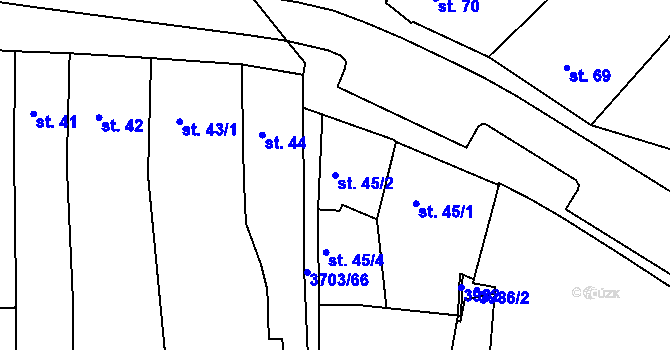 Parcela st. 45/2 v KÚ Dobřany, Katastrální mapa