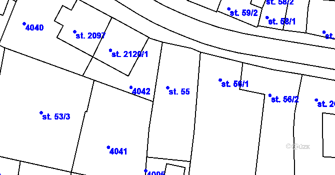 Parcela st. 55 v KÚ Dobřany, Katastrální mapa