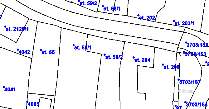 Parcela st. 56/2 v KÚ Dobřany, Katastrální mapa