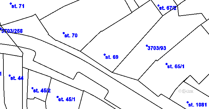 Parcela st. 69 v KÚ Dobřany, Katastrální mapa