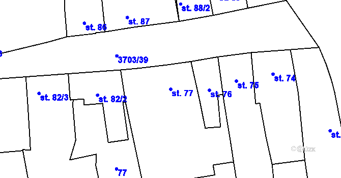 Parcela st. 77 v KÚ Dobřany, Katastrální mapa