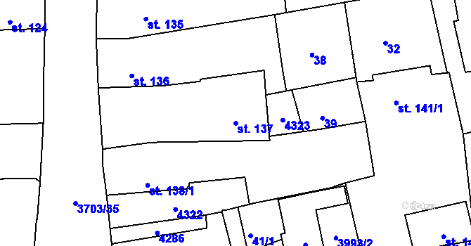 Parcela st. 137 v KÚ Dobřany, Katastrální mapa
