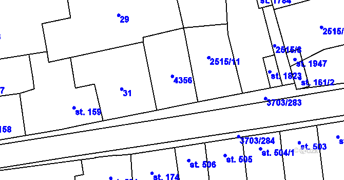 Parcela st. 160 v KÚ Dobřany, Katastrální mapa
