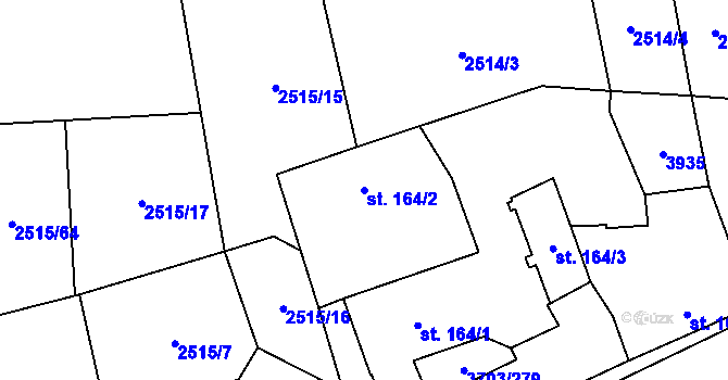 Parcela st. 164/2 v KÚ Dobřany, Katastrální mapa