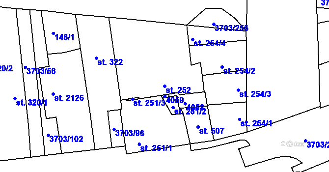Parcela st. 252 v KÚ Dobřany, Katastrální mapa