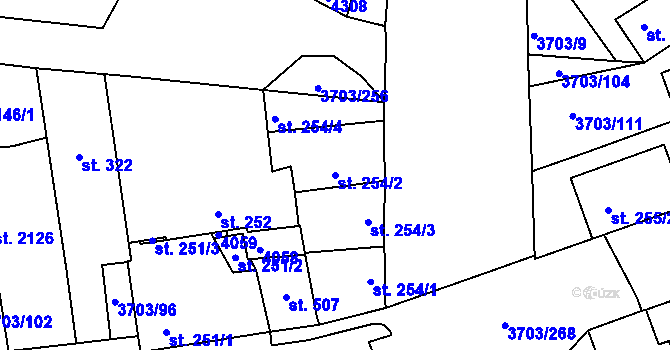 Parcela st. 254/2 v KÚ Dobřany, Katastrální mapa