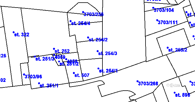 Parcela st. 254/3 v KÚ Dobřany, Katastrální mapa